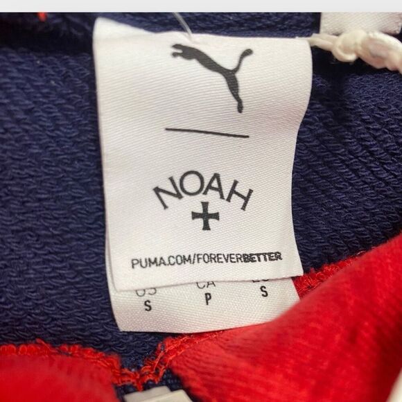 Puma x Noah Mens Quarter-Zip Navy Red French Terry Hoodie size Small New - Picture 10 of 11